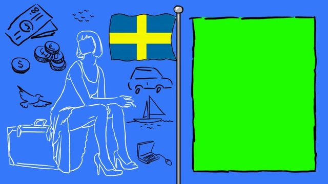 Sweden hand drawn tourism