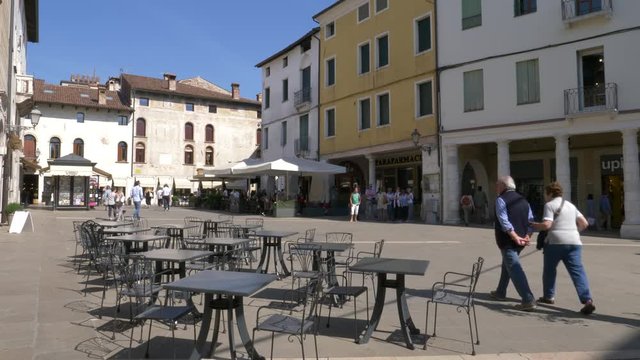People walking in Piazzotto Montevecchio in Bassano