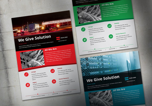 Flyer Layout with Colorful Headers