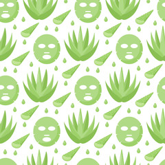 Aloe vera face mask flat seamless pattern