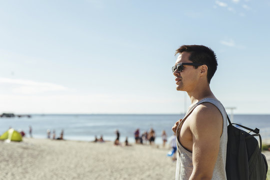 Young man on beach