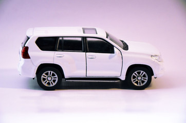 car jeep on white background metal toy