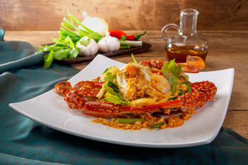 Fried crab curry powder.