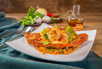 Fried crab curry powder.