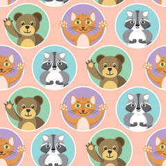 Obraz premium Cute Little Animals Seamless Pattern