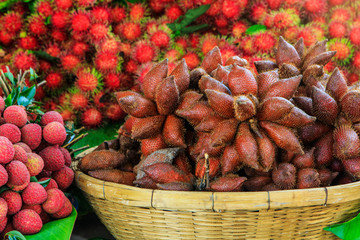 Salak, tropical fruit in the market.