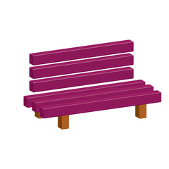 Outdoor park wooden bench 3D icon