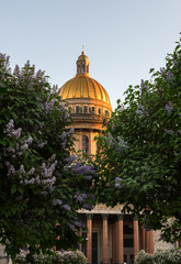 Saint Isaac's Cathedral dome during white nights.