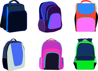 Schoolbag flat illustration. Bag for school. Hipster