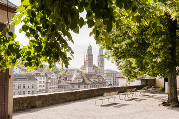 Zürich, Lindenhof, Grossmünster, Niederdorf, Altstadt, Stadt, Altstadthäuser, Kirche,...