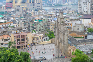 Ruins of St. Paul's, Historic Centre of Macau, a UNESCO World Heritage Site.   landmark and popular for tourist attractions in Macao. Macao, 4 June 2018