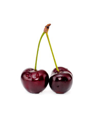 cherry with drops isolated on white background