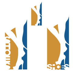 an illustration consisting of several images of female legs in shoes and the inscription 