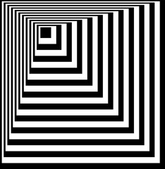 Optical illusion. Illusion art. Abstract twisted black and white background. Vector illustration.
