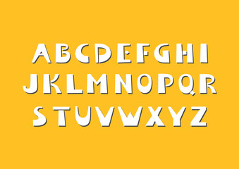 Vector bold cut out alphabet. Uppercase letters.