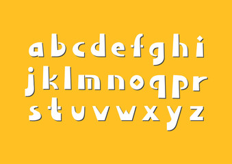Vector bold cut out alphabet. Lowercase letters.
