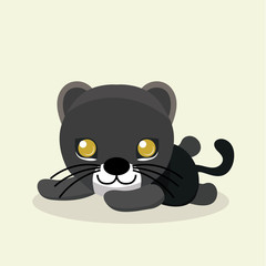 Naklejka premium Cute panther character on pastel background.