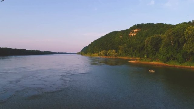 Aerial panning of a bluff alongside the Missouri River