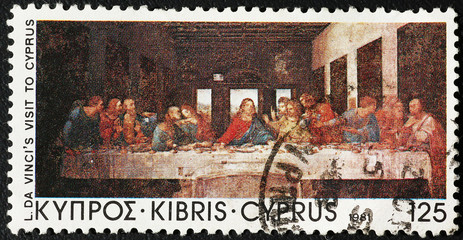 The last supper by Leonardo on postage stamp