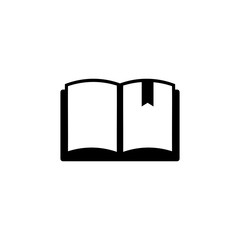 Book with Bookmark. Flat Vector Icon. Simple black symbol on white background