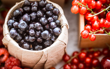 fresh blueberries in a jar