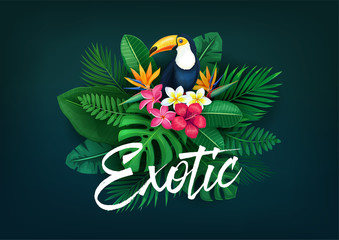 tropical banner with toucan