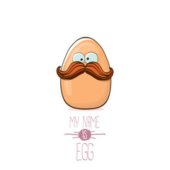 vector brown egg cartoon characters isolated on white background. My name is egg vector concept illustration. funky farm food or easter character with eyes and mouth