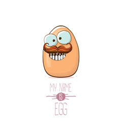 vector brown egg cartoon characters isolated on white background. My name is egg vector concept illustration. funky farm food or easter character with eyes and mouth