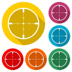 Hunting sight icon, color icon with long shadow