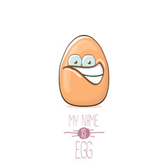 vector brown egg cartoon characters isolated on white background. My name is egg vector concept illustration. funky farm food or easter character with eyes and mouth