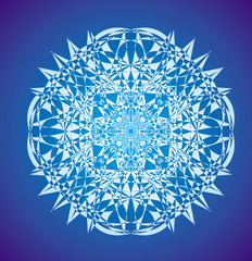 Mandala in blue tones. Circular pattern, spiritual symbol. Vector picture.
