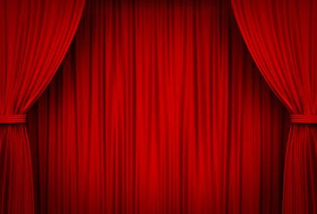 Red Stage Curtains . 3D rendering.