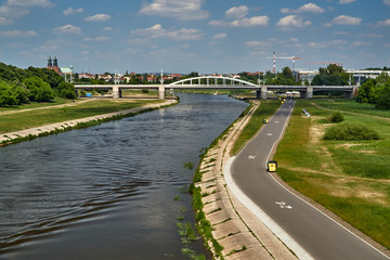 Naklejka na ściany i meble Bridge on the river Warta in Poznan..