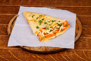 Pancake with salmon
