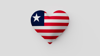 Fototapeta premium Corazón bandera Liberia. 3D