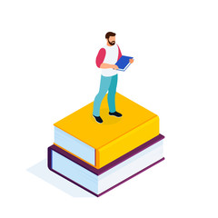 Education concept. Isometric pile of books.