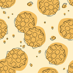Waffle vector background. Seamless pattern