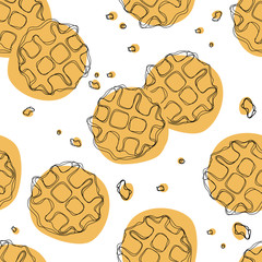 Waffle vector background. Seamless pattern