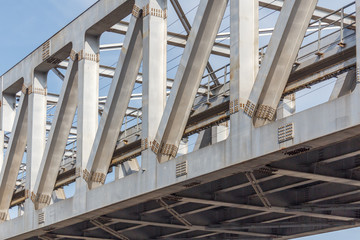 Unidentified metro train iron bridge with zigzag lines built using modern day technology in India