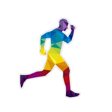 Marathon the winner,colorful polygonal background.