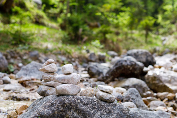 stone pile at gorge Aschauklamm, Berchtesgaden, Bavaria