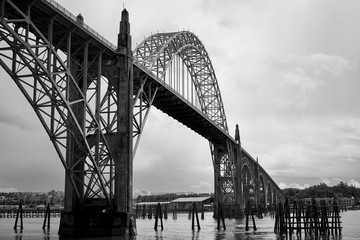 A monochrome rendition of the Yaquina Bay Bridge on a stormy afternoon, Newport, Oregon
