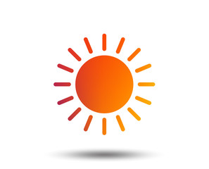Sun icon. Sunlight summer symbol. Hot weather sign. Blurred gradient design element. Vivid graphic flat icon. Vector