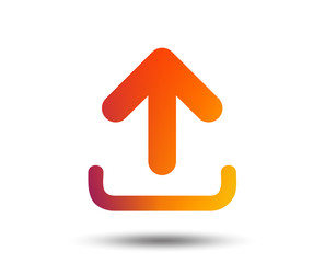 Upload sign icon. Load data symbol. Blurred gradient design element. Vivid graphic flat icon. Vector