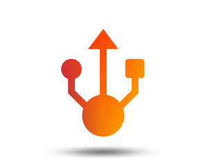 Usb sign icon. Usb flash drive symbol. Blurred gradient design element. Vivid graphic flat icon. Vector