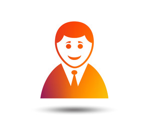 User sign icon. Person symbol. Human in suit avatar. Blurred gradient design element. Vivid graphic flat icon. Vector