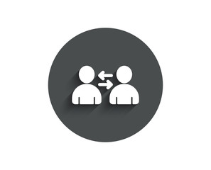 Teamwork simple icon. User communication. Profile Avatar sign. Person silhouette symbol. Circle flat button with shadow. Vector
