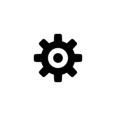 Cog Settings. Flat Vector Icon. Simple black symbol on white background