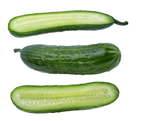 Fresh cucumber isolated on white background with clipping path