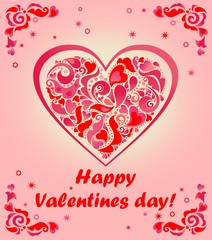 Greeting card for Valentines day with heart shape